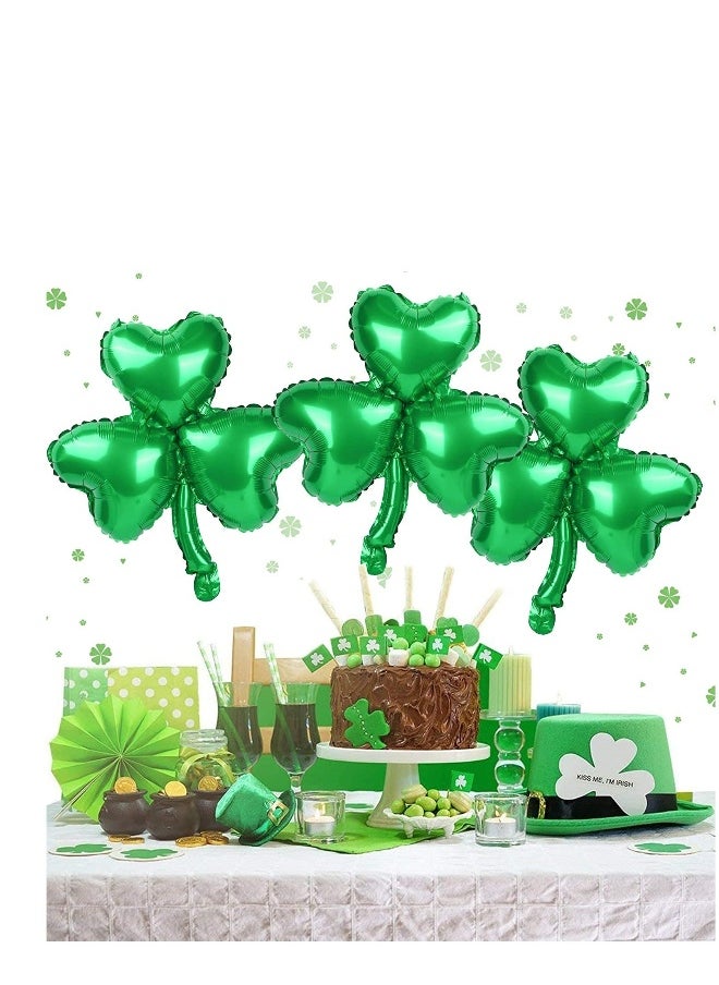 Green Balloons, 12 Pcs Shamrock Foil Balloons, Shamrock Balloons Decorations Lucky Clover Balloons, for Baby Shower Decorations, Birthday Decorations, Party Decorations