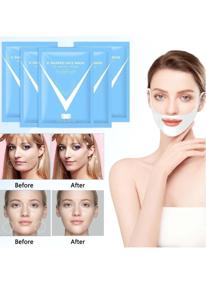 Double Chin Mask Reusable, 5Pcs Lifting Face Mask,Double Chin Mask, V Line Lifting Mask for All Skin Types,V Shape Face Lift Mask for Lifting and Firming the Face