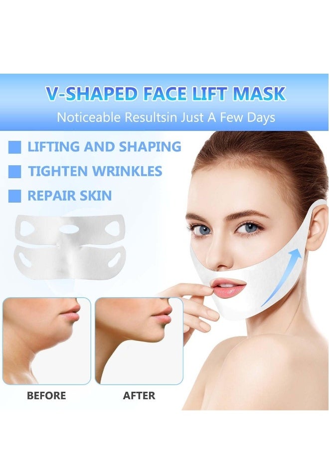 Double Chin Mask Reusable, 5Pcs Lifting Face Mask,Double Chin Mask, V Line Lifting Mask for All Skin Types,V Shape Face Lift Mask for Lifting and Firming the Face