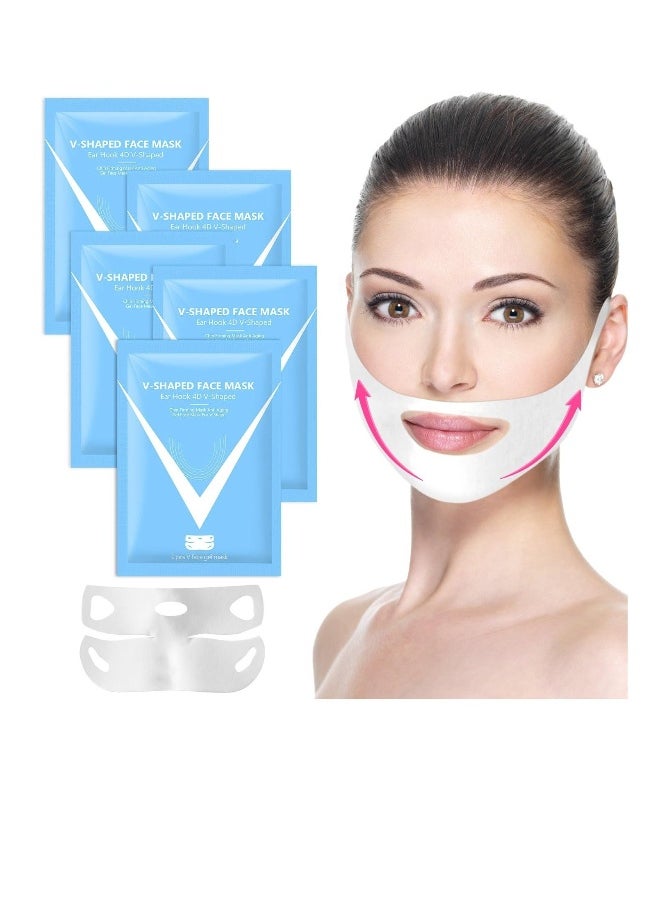 Double Chin Mask Reusable, 5Pcs Lifting Face Mask,Double Chin Mask, V Line Lifting Mask for All Skin Types,V Shape Face Lift Mask for Lifting and Firming the Face