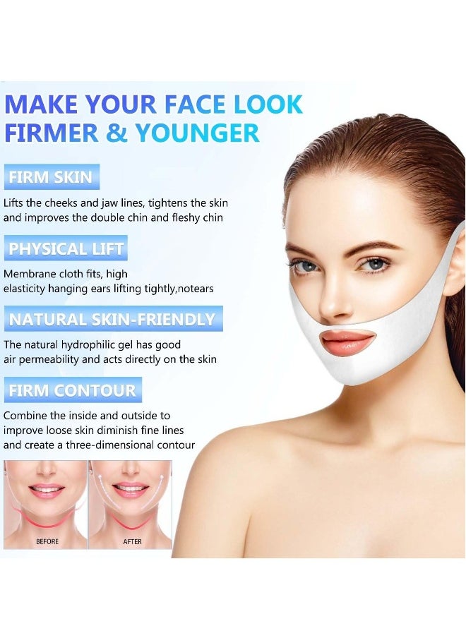 Double Chin Mask Reusable, 5Pcs Lifting Face Mask,Double Chin Mask, V Line Lifting Mask for All Skin Types,V Shape Face Lift Mask for Lifting and Firming the Face