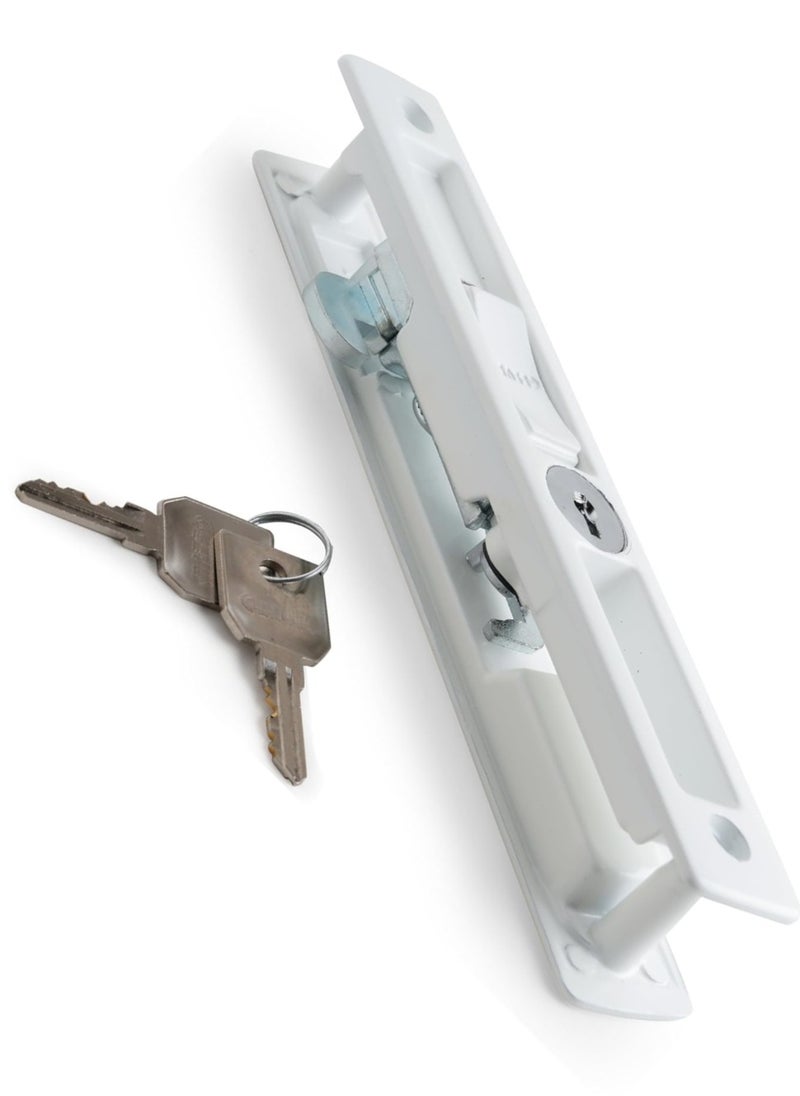 Aluminium Sliding Door Lock with Key, White Finish, Secure and Durable Design, Easy Installation, Ideal for Home, Office, and Patio Sliding Doors, Child-Safe, Rust-Resistant, and Smooth Operation