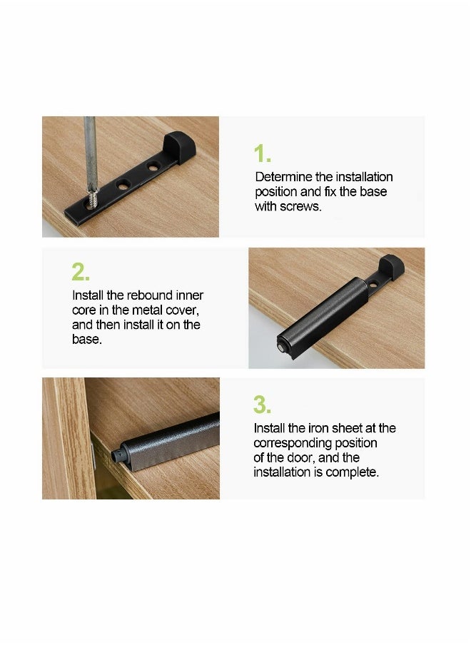 Magnetic Touch Latch, Magnetic Door Catch Push to Open Latch Adjustable Magnetic Cabinet Closures Release Catches Damper for Cupboard Wardrobe (6Pcs Black)