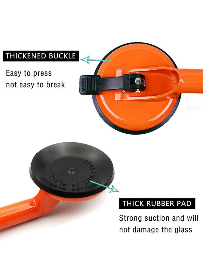 Glass Suction Cups Aluminum Vacuum Handle Glass Holder Hooks To Lift Large Glass | Orange Glass Suction For Handing Glass | 2 Heads Adjustable Suction Lifter For Stone Ceramic Tile