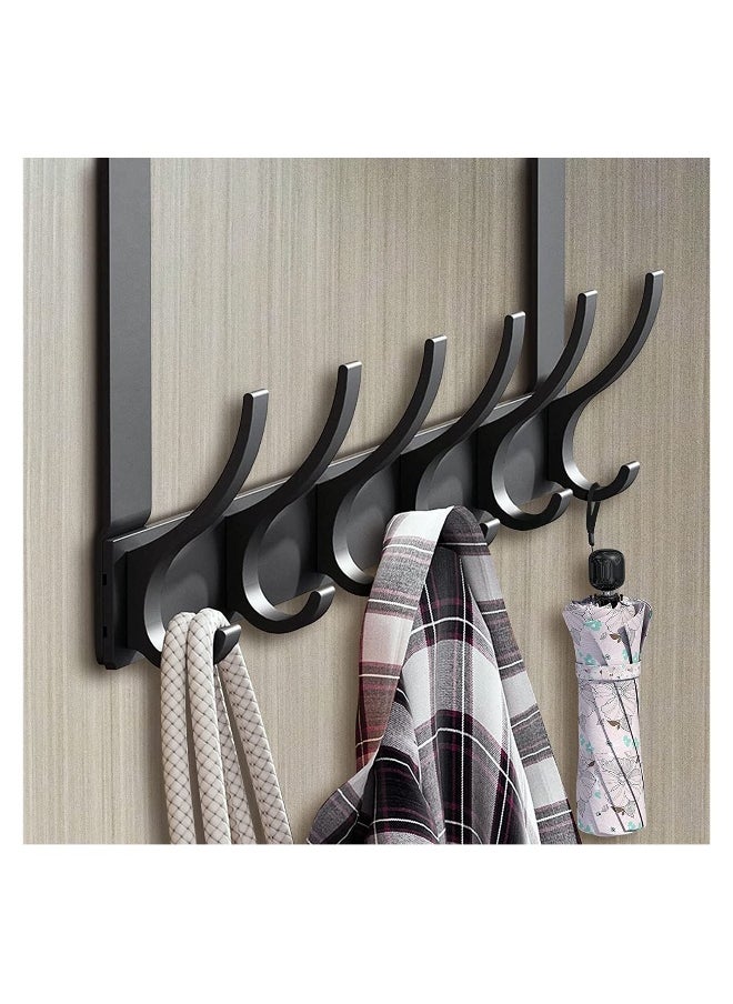 Over Door Hanger, 18.5CM Over Door Coat Hooks for Hanging Clothes, Hats, Coats, Towels, Robes - Door Hanger with 12 Hooks, 20KG Heavy-Duty, Aluminum