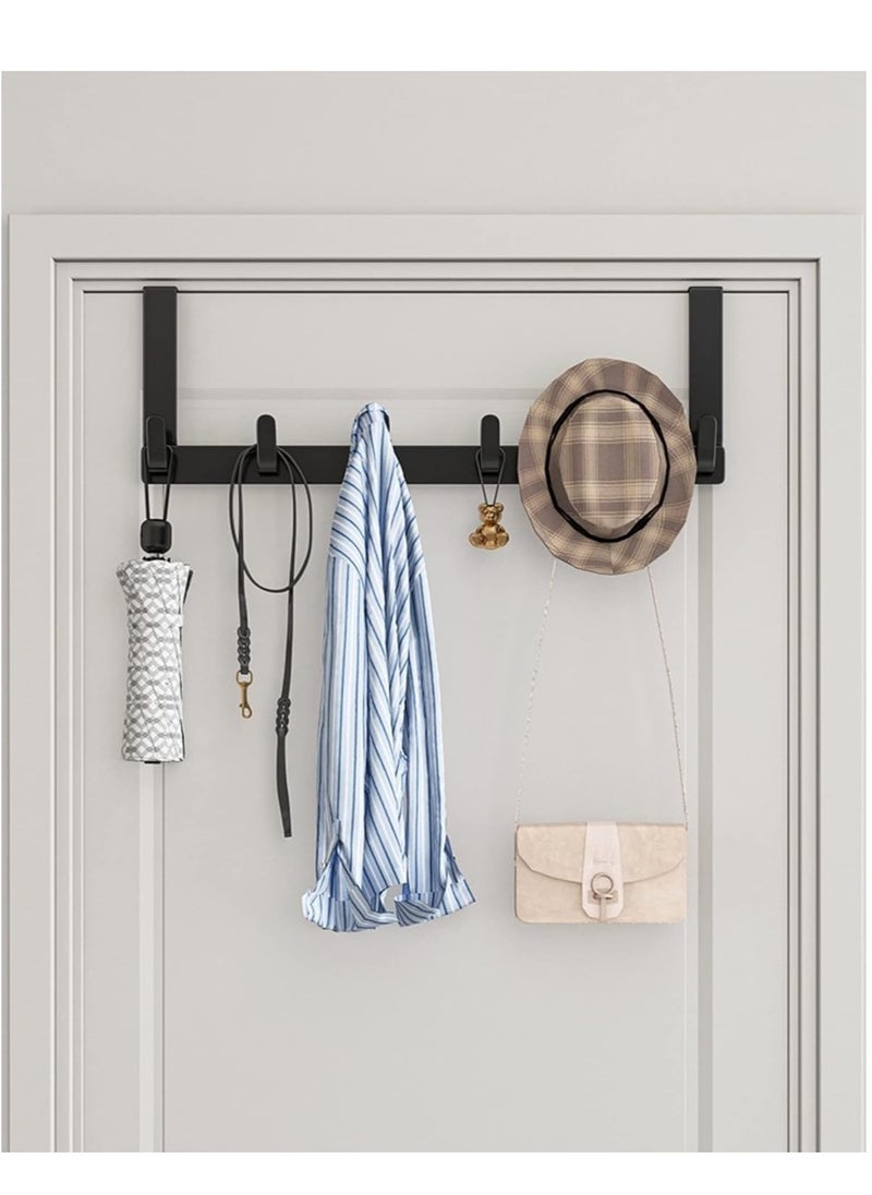 Over the Door Hook Rack with 5 Hooks Versatile Door Hanger for Coats Towels Bags Keys Ideal for Bathroom Bedroom Behind Back of Door