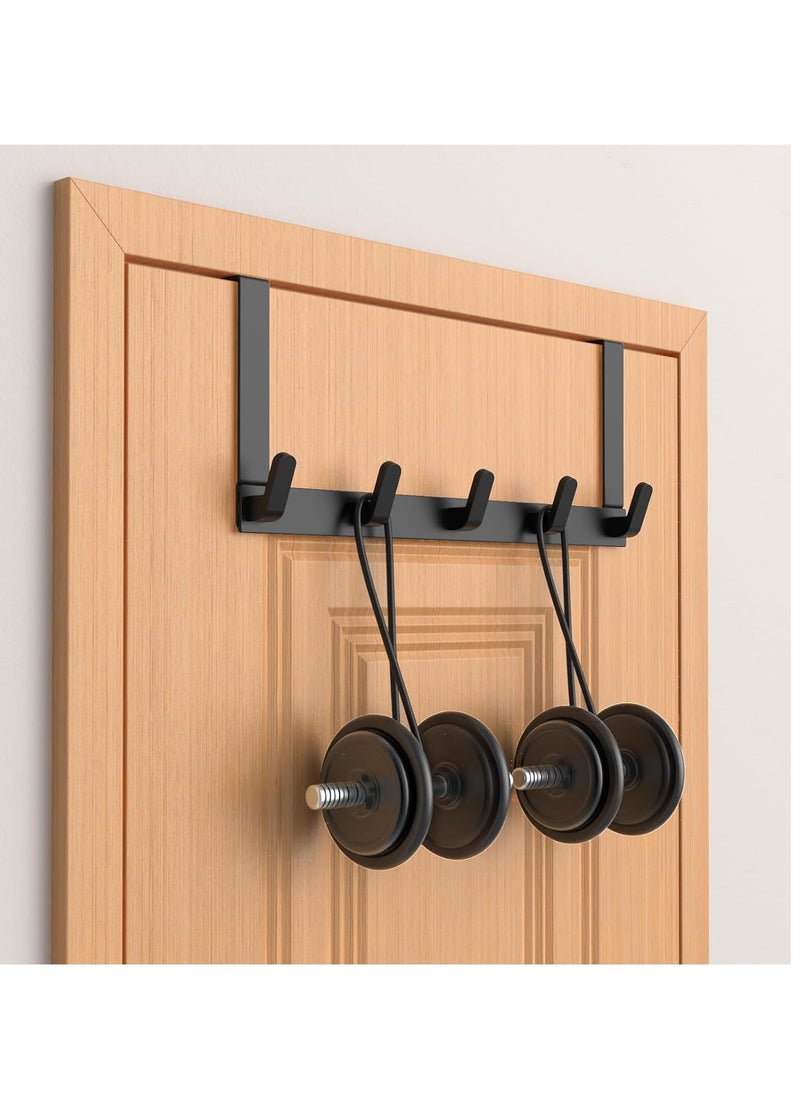 Over the Door Hook Rack with 5 Hooks Versatile Door Hanger for Coats Towels Bags Keys Ideal for Bathroom Bedroom Behind Back of Door