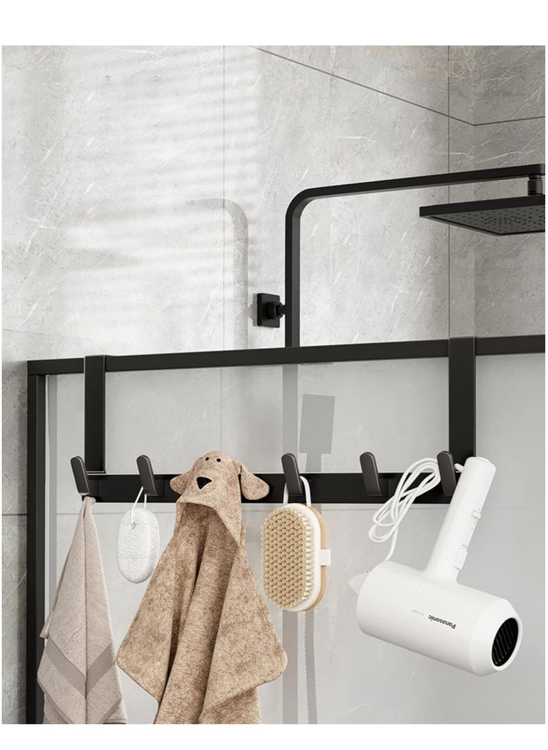 Over the Door Hook Rack with 5 Hooks Versatile Door Hanger for Coats Towels Bags Keys Ideal for Bathroom Bedroom Behind Back of Door