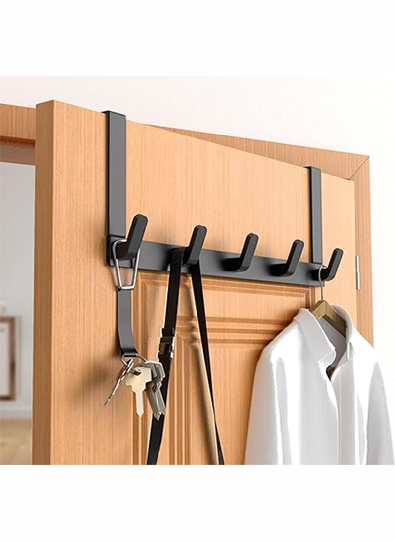 Over the Door Hook Rack with 5 Hooks Versatile Door Hanger for Coats Towels Bags Keys Ideal for Bathroom Bedroom Behind Back of Door