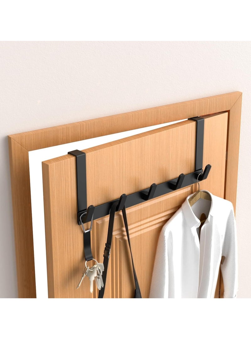 Over the Door Hook Rack with 5 Hooks Versatile Door Hanger for Coats Towels Bags Keys Ideal for Bathroom Bedroom Behind Back of Door