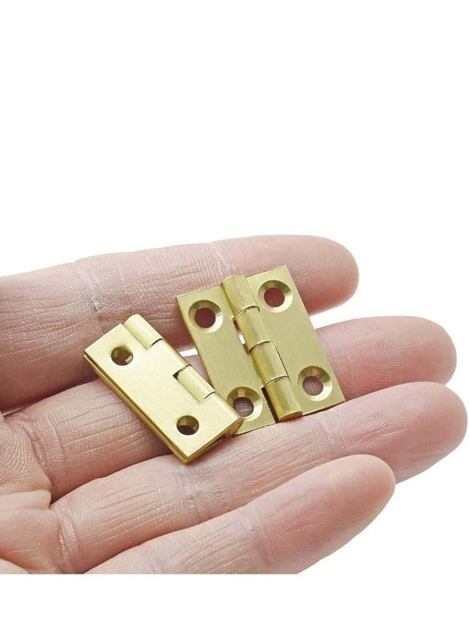 Mini Solid Brass Hinges, 10Pcs Cabinet Drawer Hinges for Jewelry Chest Wood Box, Hinges