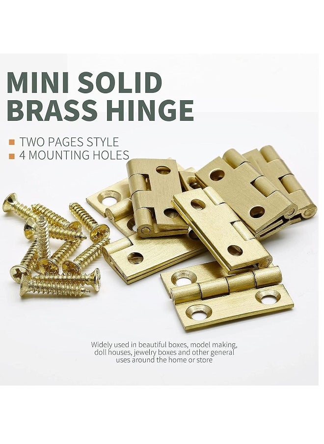 Mini Solid Brass Hinges, 10Pcs Cabinet Drawer Hinges for Jewelry Chest Wood Box, Hinges