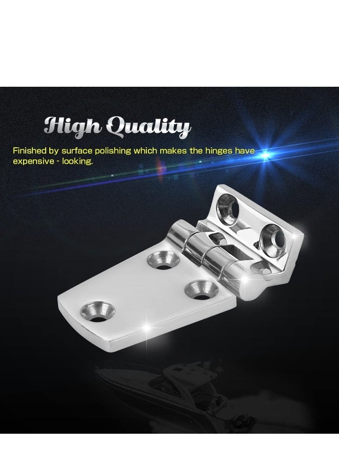 Heavy Duty Boat Hinge, 2pcs Cabinet Deck Cabinet Boat Hinge, Steel Mirror Polished Marine Hinge Hatch Offset Short Side SUS316(1.51 inch x 2.62 inch)