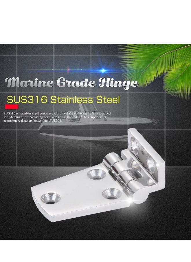 Heavy Duty Boat Hinge, 2pcs Cabinet Deck Cabinet Boat Hinge, Steel Mirror Polished Marine Hinge Hatch Offset Short Side SUS316(1.51 inch x 2.62 inch)