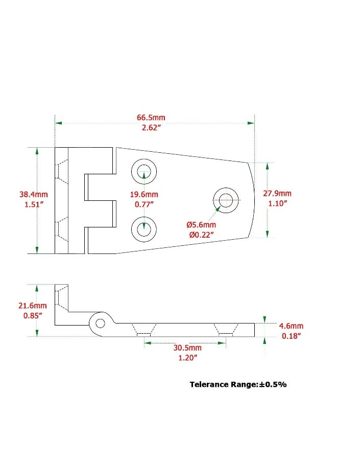 Heavy Duty Boat Hinge, 2pcs Cabinet Deck Cabinet Boat Hinge, Steel Mirror Polished Marine Hinge Hatch Offset Short Side SUS316(1.51 inch x 2.62 inch)