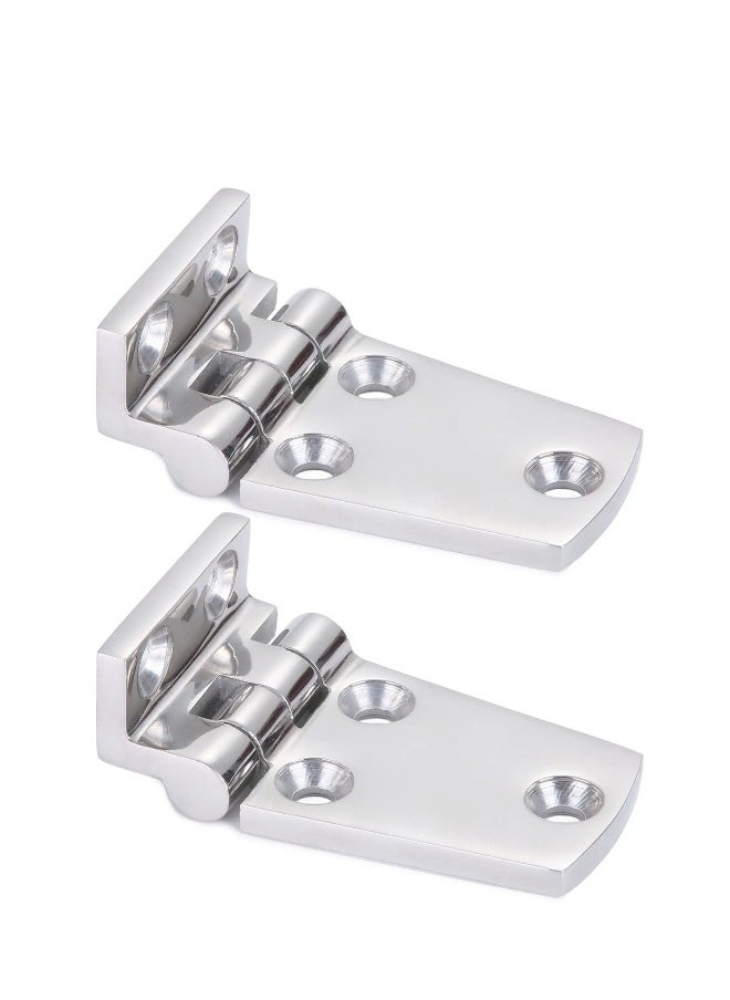 Heavy Duty Boat Hinge, 2pcs Cabinet Deck Cabinet Boat Hinge, Steel Mirror Polished Marine Hinge Hatch Offset Short Side SUS316(1.51 inch x 2.62 inch)