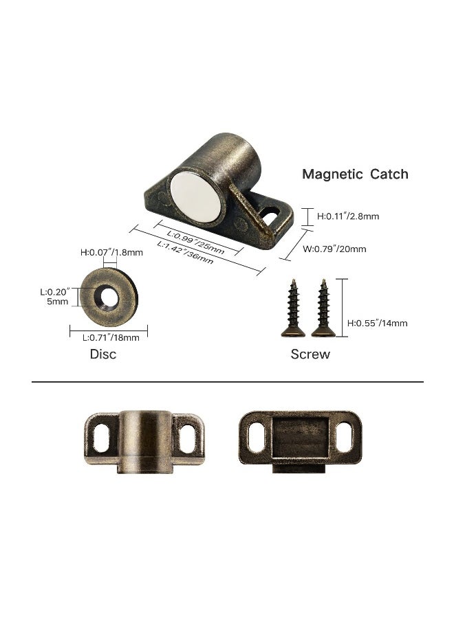 8 Pack Magnetic Cabinet Latch and Catches Strong Magnets for Kitchen Doors Heavy Duty for Closure Closet Door Magnet Cabinet Latch for Cupboard Closer Door Closing Bronze