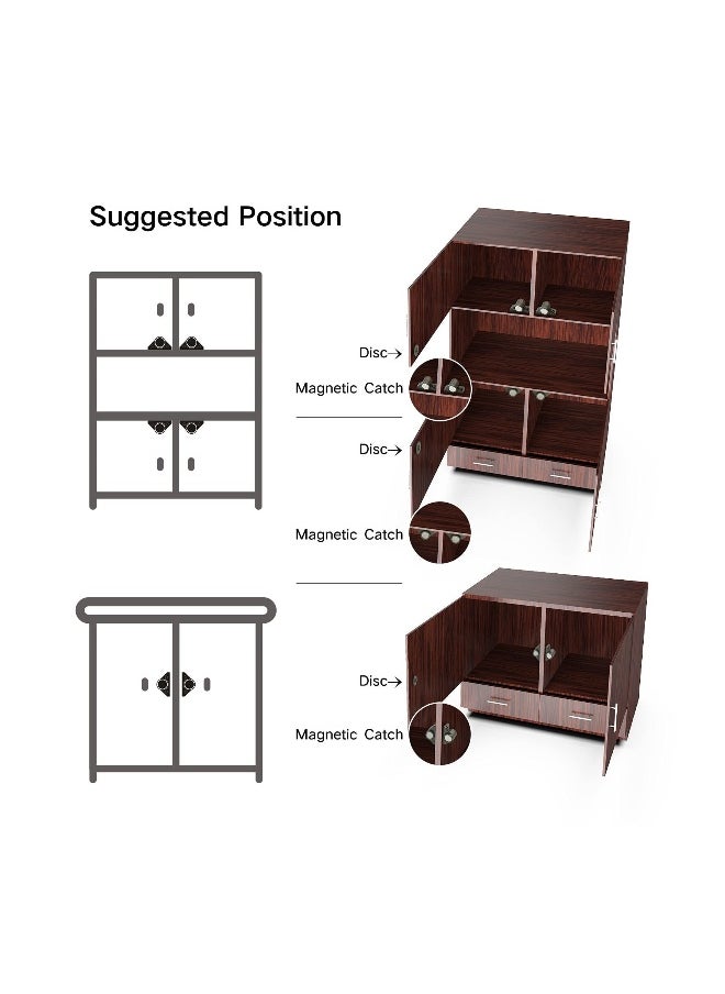 8 Pack Magnetic Cabinet Latch and Catches Strong Magnets for Kitchen Doors Heavy Duty for Closure Closet Door Magnet Cabinet Latch for Cupboard Closer Door Closing Bronze