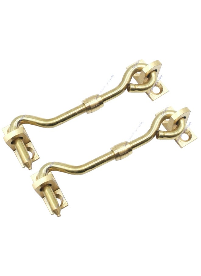 Pack Of 2 Brass Gate Hook 2 Inch Heavy Duty Gate Hook With Mounting Screws Metal Door Hook Latch For Shed Garage Door Window Brace Cabinet