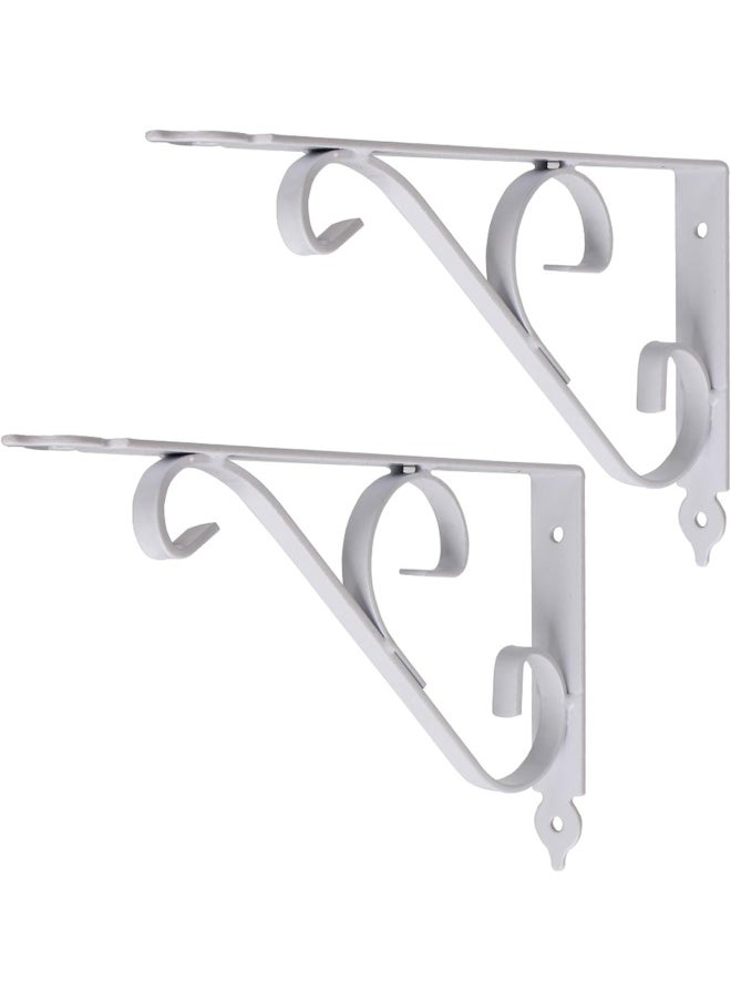 Pack Of 2 Shelf Bracket Decorative White 7.6 Inch x 9.6 Inch