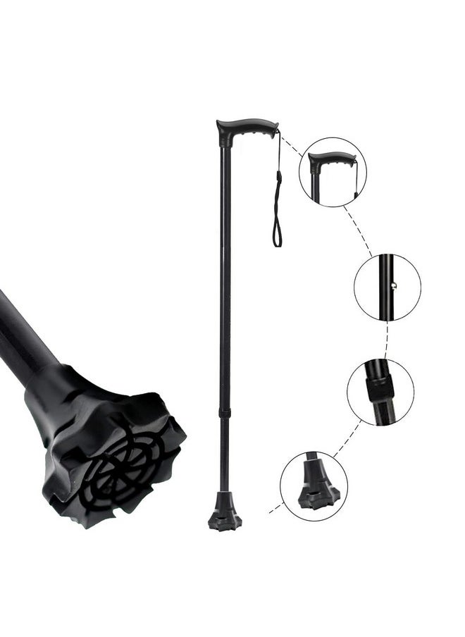 Strong Walking Stick With Adjustable Height, Mild-Steel Body, Light Weight For Men/Women, Patients, Old People With Self Standing Base (Black)