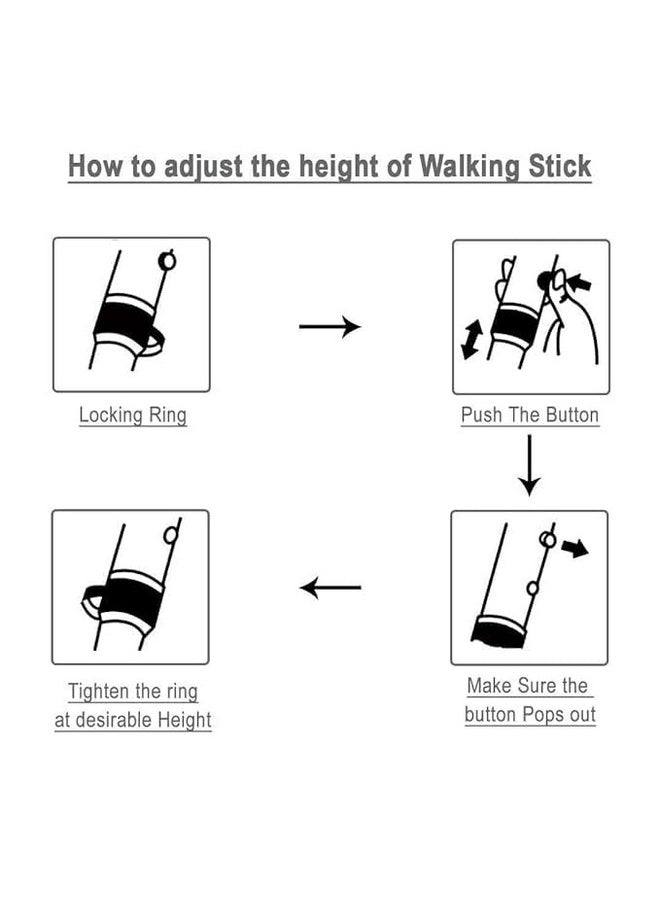 Strong Walking Stick With Adjustable Height, Mild-Steel Body, Light Weight For Men/Women, Patients, Old People With Self Standing Base (Black)