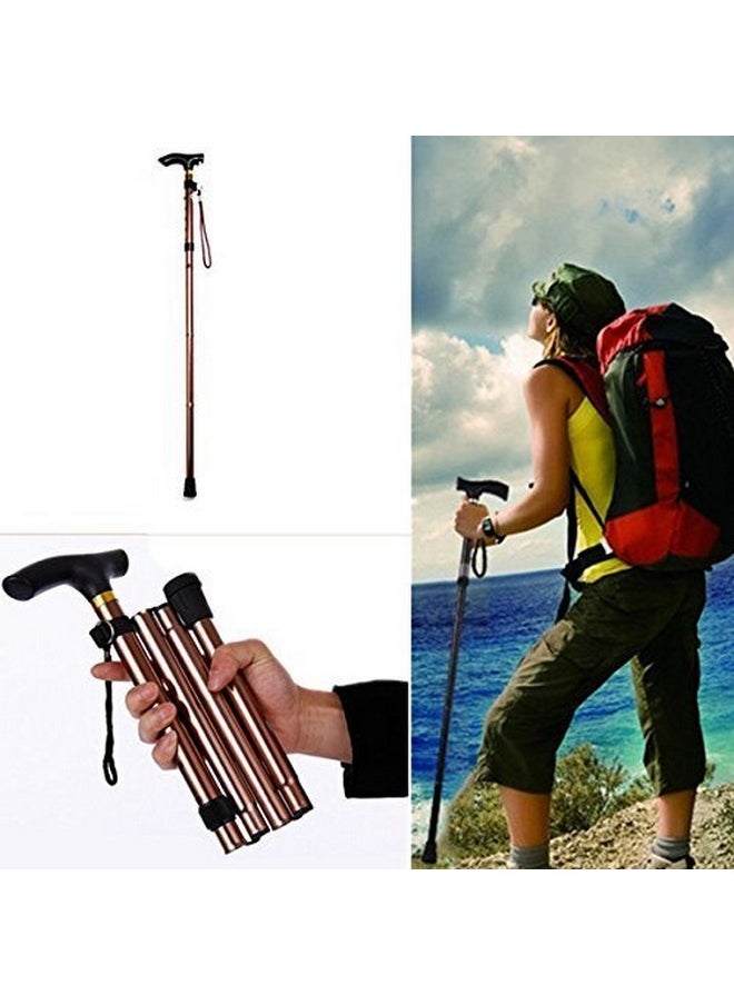 Automatic Magnetic Snap-Out Folding Crutch Walking Cane Folding Stick With Adjustable Length (33-37 Inch) (Copper)