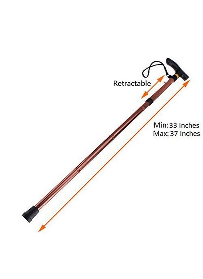 Automatic Magnetic Snap-Out Folding Crutch Walking Cane Folding Stick With Adjustable Length (33-37 Inch) (Copper)