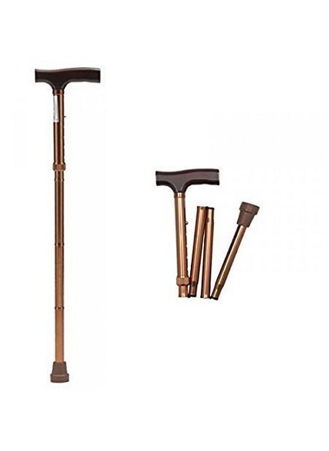 Automatic Magnetic Snap-Out Folding Crutch Walking Cane Folding Stick With Adjustable Length (33-37 Inch) (Copper)