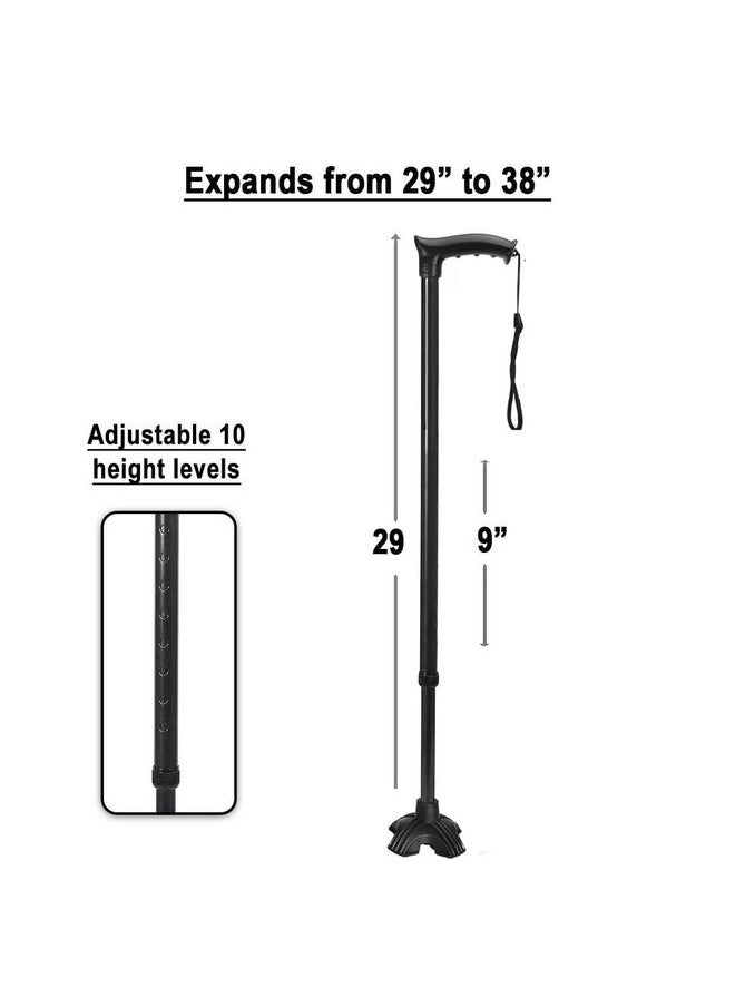 Strong Walking Stick With Adjustable Height, Mild-Steel Body, Light Weight For Men/Women, Patients, Old People With Big Shoe (Black)