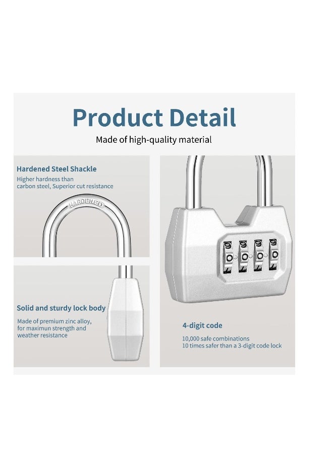 4 Digit Combination Lock Outdoor, Heavy Duty Locker Lock, Combination Lock for Locker, Waterproof Combo Lock for Gym Locker, Hasp Storage, Shed, Fence, Gate, Silver