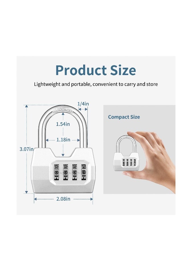 4 Digit Combination Lock Outdoor, Heavy Duty Locker Lock, Combination Lock for Locker, Waterproof Combo Lock for Gym Locker, Hasp Storage, Shed, Fence, Gate, Silver