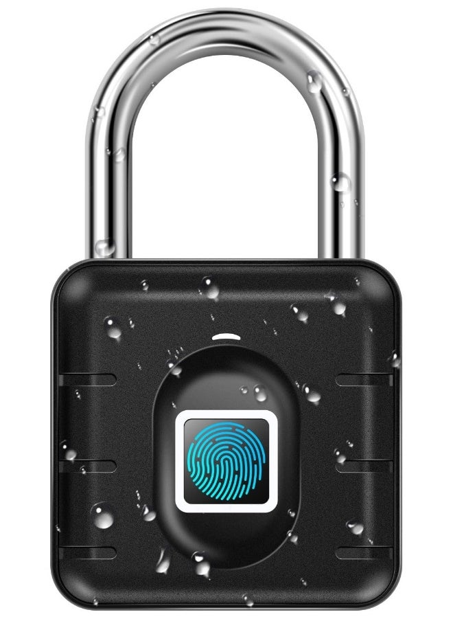 Fingerprint Padlock Waterproof, Smart Padlock, Fingerprint Lock, Keyless Biometric Lock IP67 Outdoor/Indoor Lock Suitable for Luggage, Suitcase, Bike, Gym Locker Lock