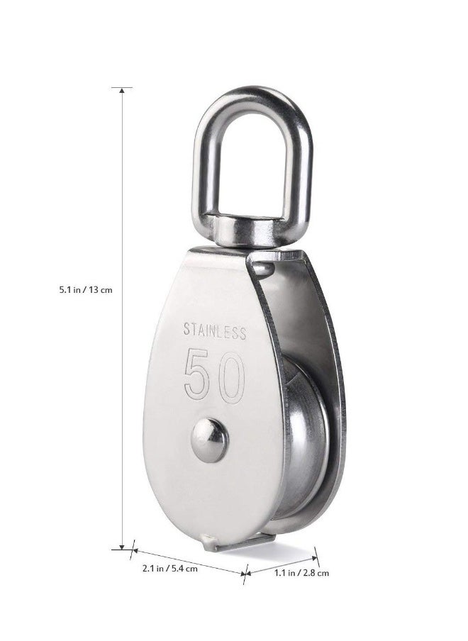 4 Pack M50 Single Pulley Roller - Heavy Duty 304 Stainless Steel Swivel Block with 880Ibs Load Capacity for a Variety Of Applications