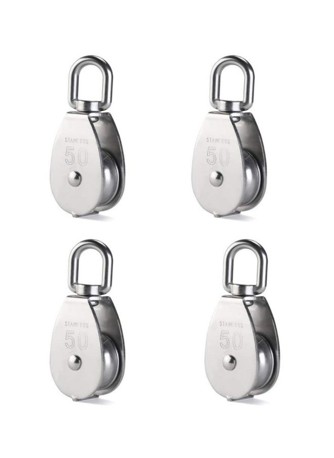 4 Pack M50 Single Pulley Roller - Heavy Duty 304 Stainless Steel Swivel Block with 880Ibs Load Capacity for a Variety Of Applications