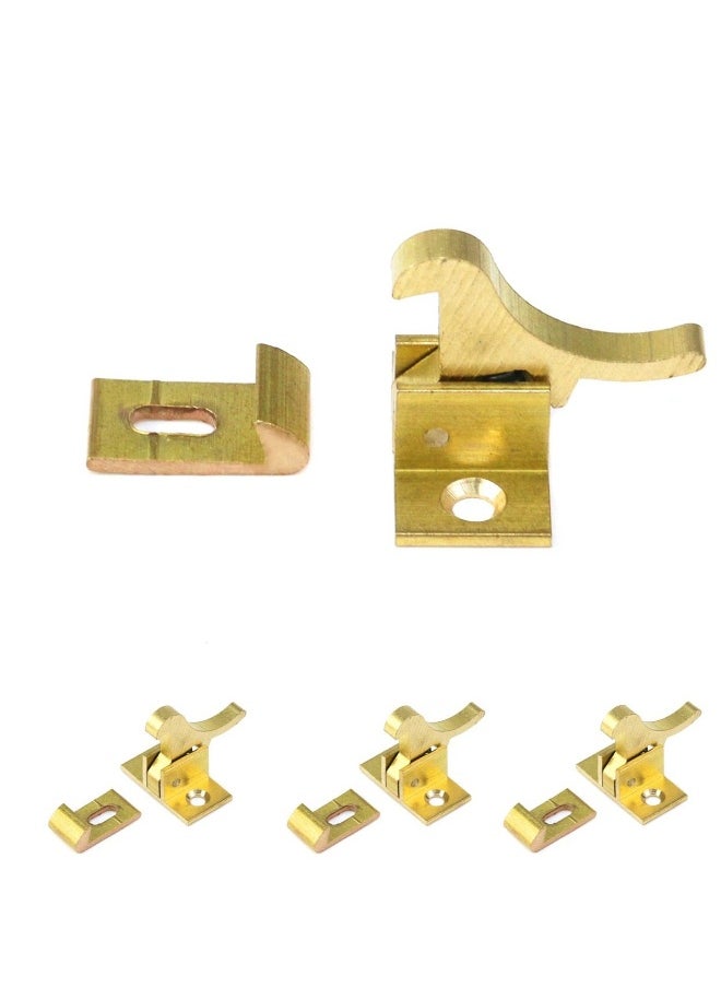 Heavy Duty Brass Elbow Latch Catch for Cabinets Windows and Doors 4 Pack with Mounting Screws Ideal for Home and Office Use