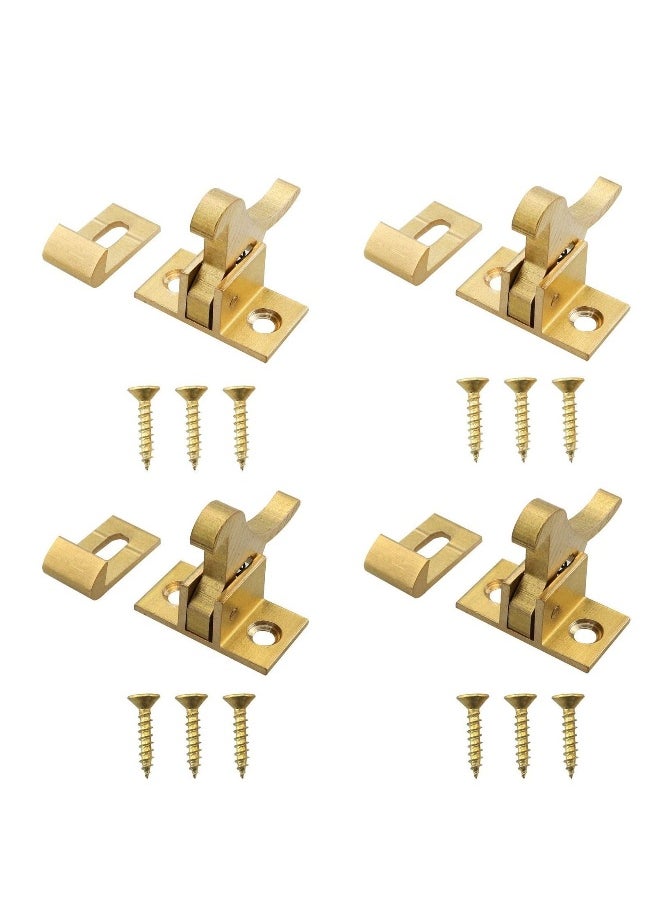 Heavy Duty Brass Elbow Latch Catch for Cabinets Windows and Doors 4 Pack with Mounting Screws Ideal for Home and Office Use