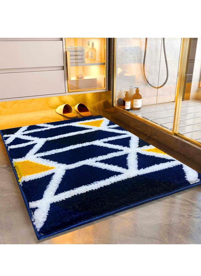 Mosaic Super Soft Microfiber Bath Mat (40x60 cm) – 2000 GSM, Super Absorbent, Anti-Skid Door Mat for Home, Bathroom, Bedroom, Kitchen – Blue, Pack of 1