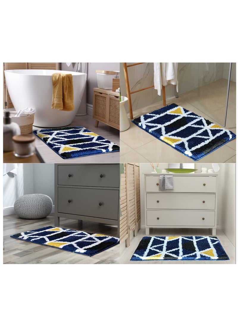 Mosaic Super Soft Microfiber Bath Mat (40x60 cm) – 2000 GSM, Super Absorbent, Anti-Skid Door Mat for Home, Bathroom, Bedroom, Kitchen – Blue, Pack of 1
