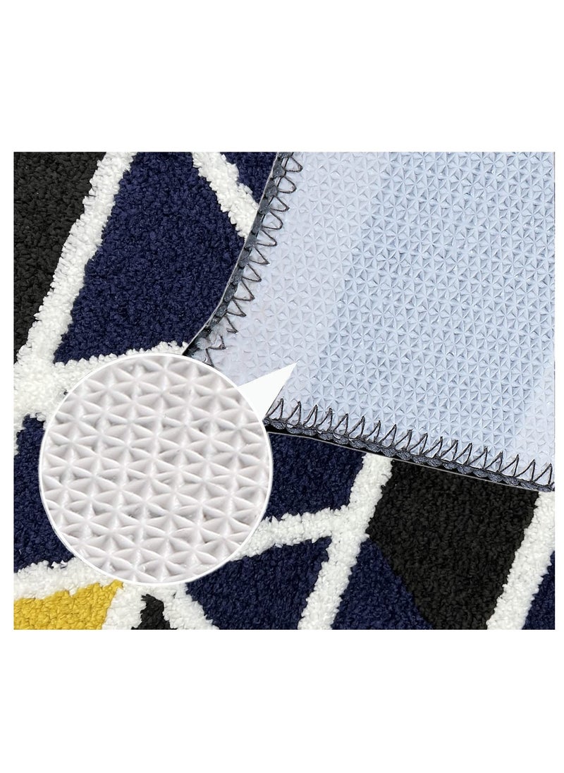 Mosaic Super Soft Microfiber Bath Mat (40x60 cm) – 2000 GSM, Super Absorbent, Anti-Skid Door Mat for Home, Bathroom, Bedroom, Kitchen – Blue, Pack of 1