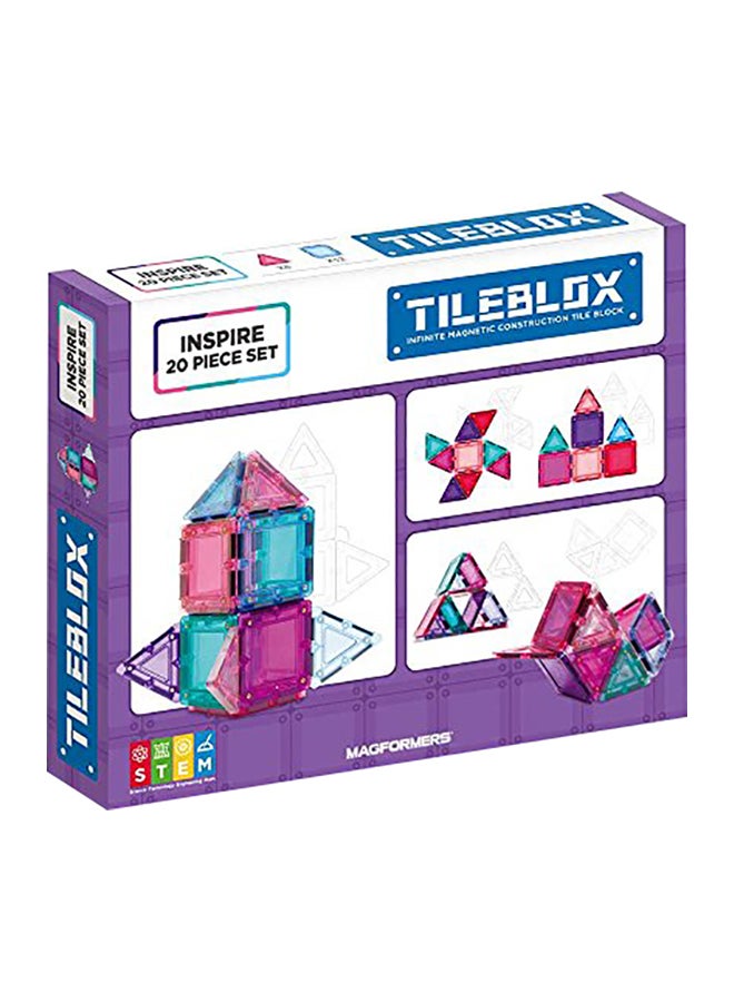 20-Piece Tileblox Rainbow Magnetic Building Block Set 1030007 3+ Years