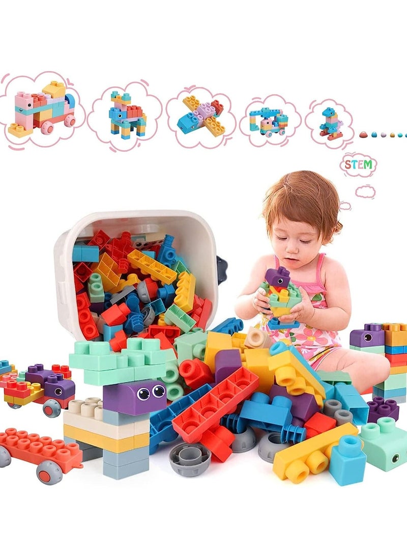 Soft Building Blocks Toys,80 Pcs Build Blocks Sensory Toys for Kids STEM Educational Sets Learningu0026Development Toys Stacking Block Kit Educational Infant Blocks for Toddlers Baby 1-5 Years Old