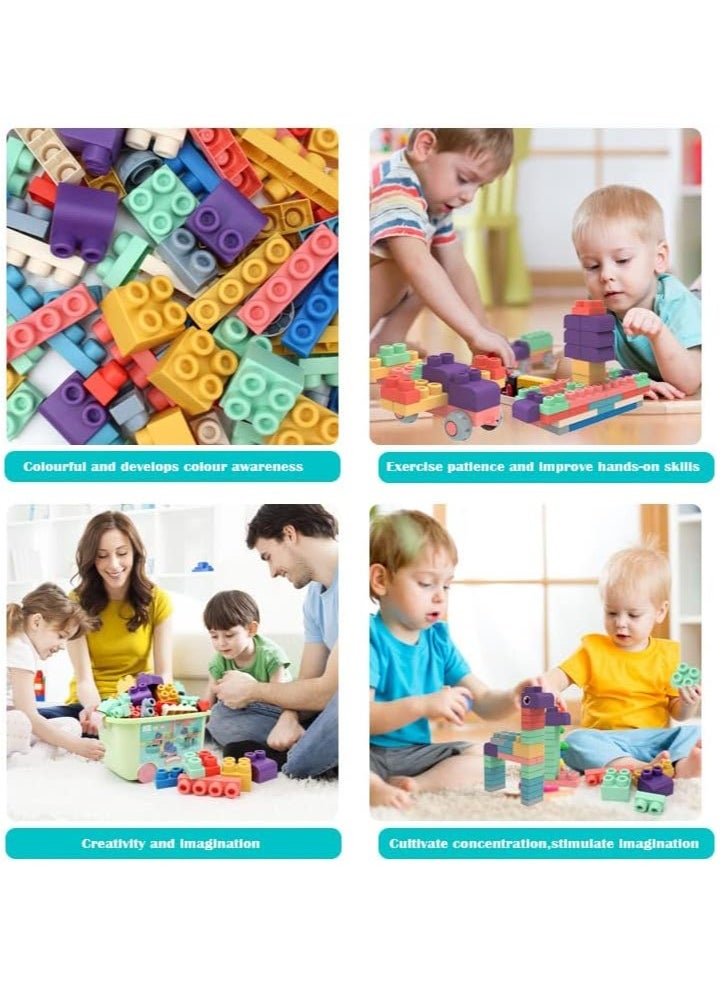 Soft Building Blocks Toys,80 Pcs Build Blocks Sensory Toys for Kids STEM Educational Sets Learningu0026Development Toys Stacking Block Kit Educational Infant Blocks for Toddlers Baby 1-5 Years Old