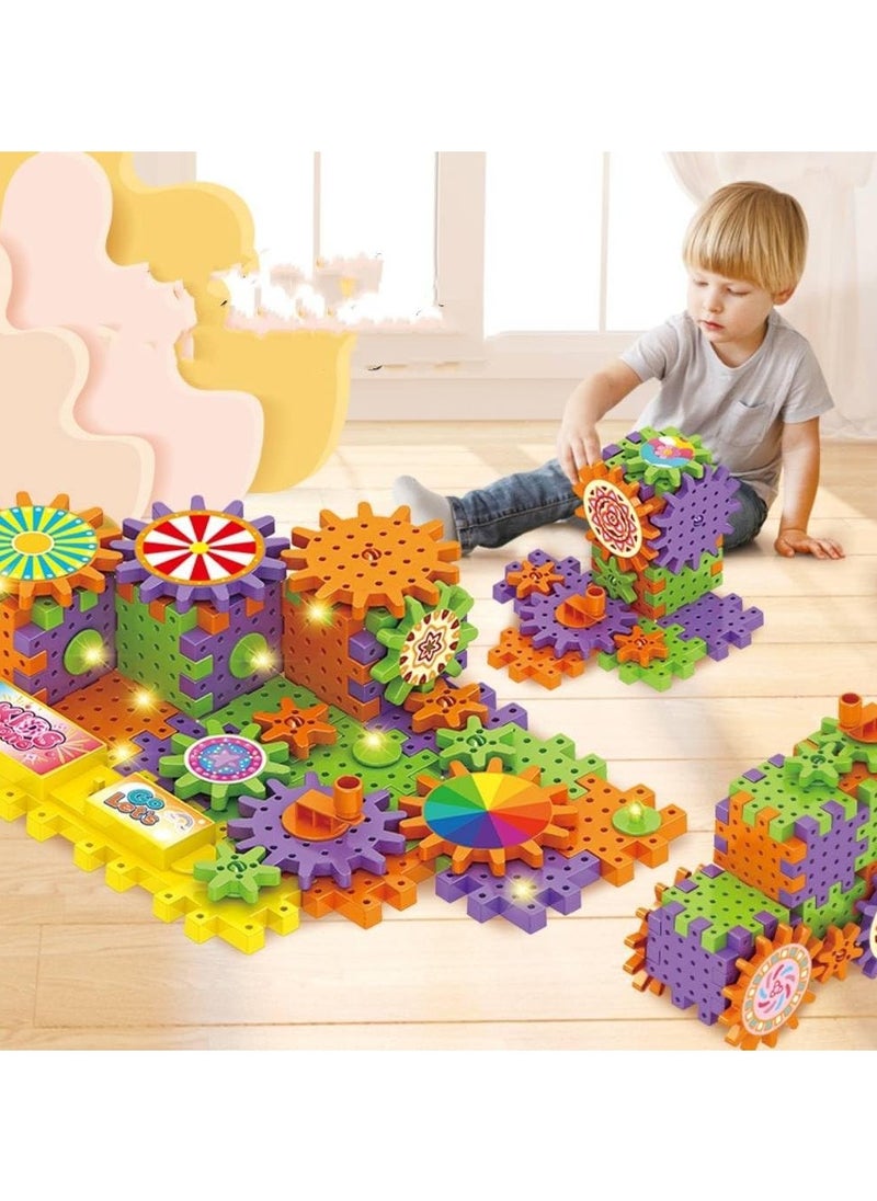 130-Pieces Electric Building Blocks Gear Toys Educational Toddler Toy Kit Construction Toys，Electric Gears toys 130Pcs Deluxe Building Set Ages 3+ Preschool Building Sets, Gears Toys for Kids,Gifts