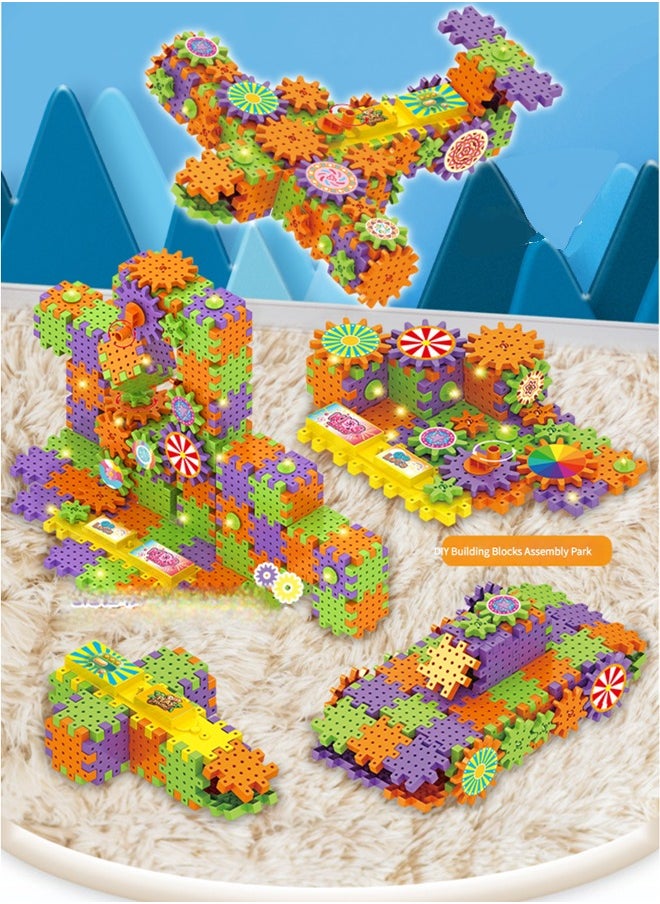 130-Pieces Electric Building Blocks Gear Toys Educational Toddler Toy Kit Construction Toys，Electric Gears toys 130Pcs Deluxe Building Set Ages 3+ Preschool Building Sets, Gears Toys for Kids,Gifts