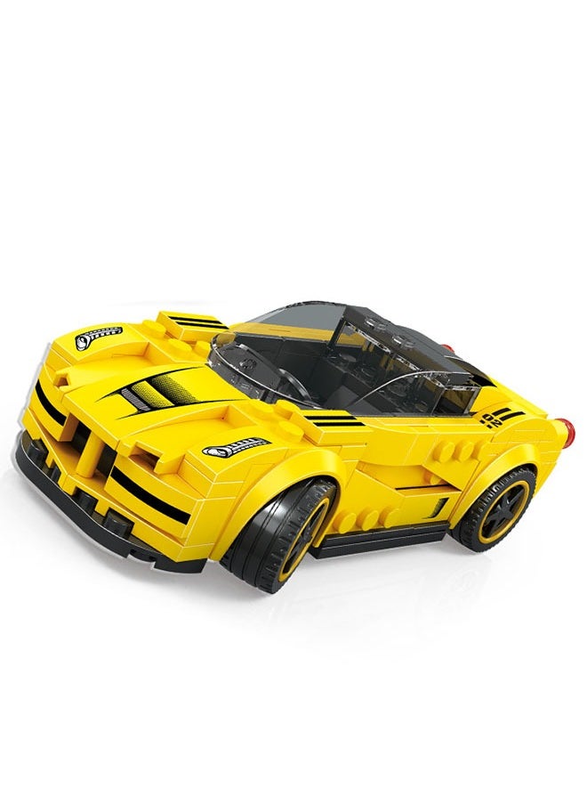 Building Block Racing Car, Educational Toy (Yellow)