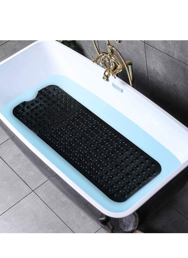 Non-Slip Bathtub and Shower Mat with 200 Suction Cups Anti-slip for Elderly Kids Extra Long for Bathroom Mats Mildew Resistant Machine Washable Black 100 x 40 cm