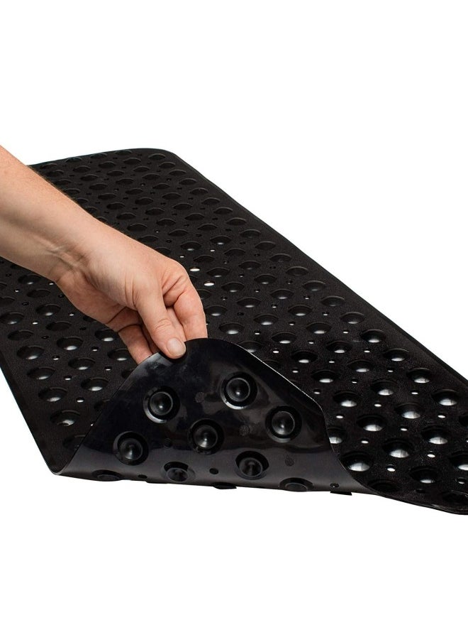 Non-Slip Bathtub and Shower Mat with 200 Suction Cups Anti-slip for Elderly Kids Extra Long for Bathroom Mats Mildew Resistant Machine Washable Black 100 x 40 cm