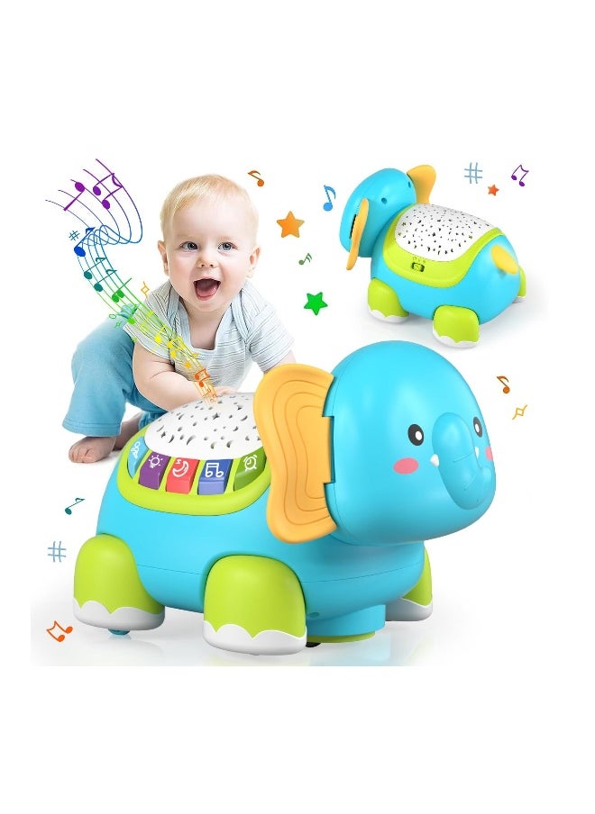 Crawling Musical Elephant Toys for 0-12 Months, Baby Toys 6 Months Plus, Toddler Sound Toys with Projector Light, Learning Gifs Toys for Boys Girls 1 Year Old