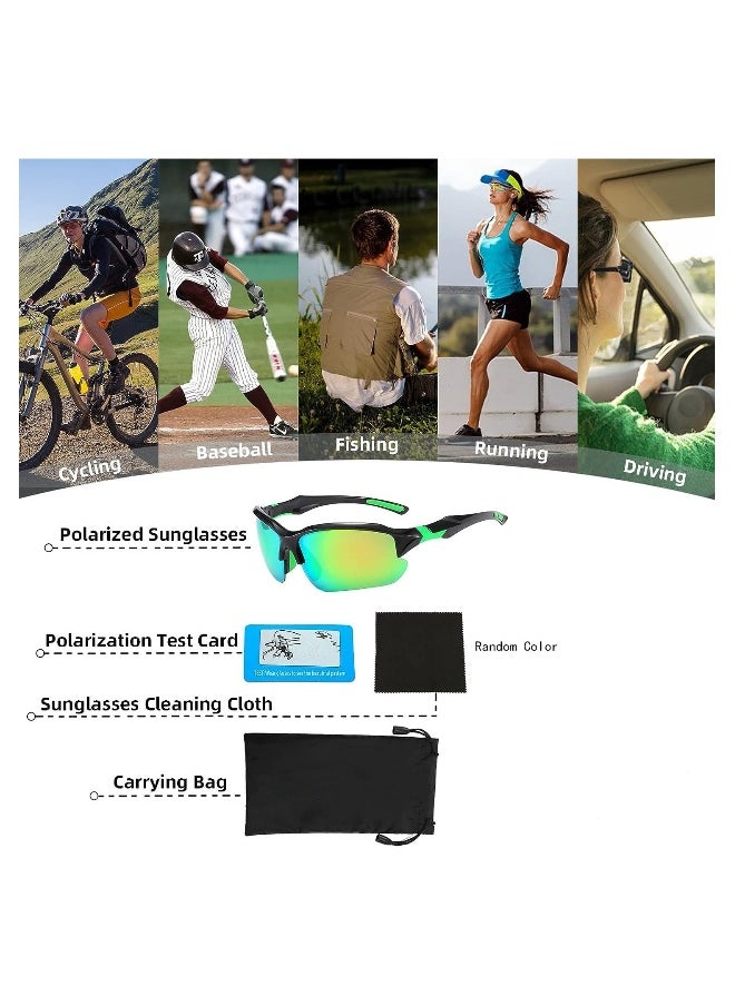 Polarized Sports Glasses, Cycling Sunglasses for Men Women, Sunglasses Set for Cycling Baseball Golf Fishing Driving Running